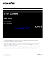 Komatsu 830E-5 Rigid Dump Truck Shop Manual (CEBM041601) (SN A50336-UP)