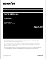 Komatsu 860E-1K Rigid Dump Truck Shop Manual (CEBM024207) (SN A30031-A30118)
