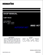 Komatsu 860E-1KT Rigid Dump Truck Shop Manual (CEBM032004) (SN A30102-UP)
