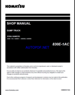 Komatsu 830E-1AC Rigid Dump Truck Shop Manual (CEBM027404)
