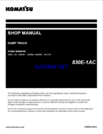 Komatsu 830E-1AC Rigid Dump Truck Shop Manual (CEBM032804)