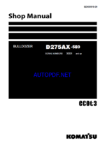 Komatsu D275AX-5E0 Crawler Dozer Shop Manual (SEN00919-29) (SN 30001-UP)