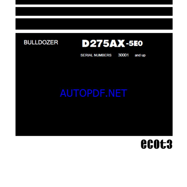 Komatsu D275AX-5E0 Crawler Dozer Shop Manual (SEN00919-29) (SN 30001-UP)