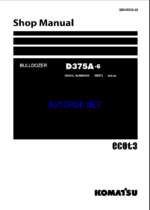 Komatsu D375A-6 Crawler Dozer Shop Manual (SEN05006-29) (SN 60001-UP)