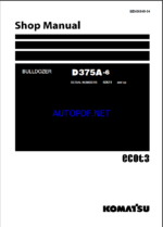 Komatsu D375A-6 Crawler Dozer Shop Manual (SEN06849-04) (SN 60631-UP)
