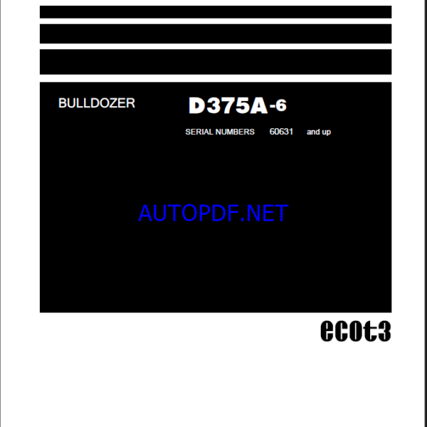 Komatsu D375A-6 Crawler Dozer Shop Manual (SEN06849-04) (SN 60631-UP)