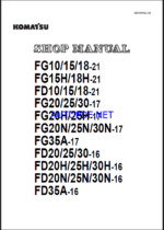 Komatsu FD10-21, FD18-21, FD20-16 Internal Combustion Forklift Shop Manual (SEN05692-08)