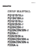 Komatsu FG15-21, FG15H-21, FG18-21 Internal Combustion Forklift Shop Manual (SEN05692-08)