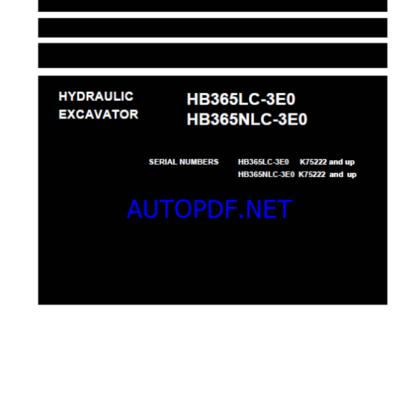 Komatsu HB365LC-3E0, HB365NLC-3E0 Crawler Excavator Shop Manual (UENBM00850) (SN K75222-UP)