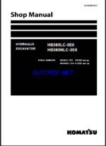 Komatsu HB365LC-3E0, HB365NLC-3E0 Crawler Excavator Shop Manual (UENBM00851) (SN K75222-UP)
