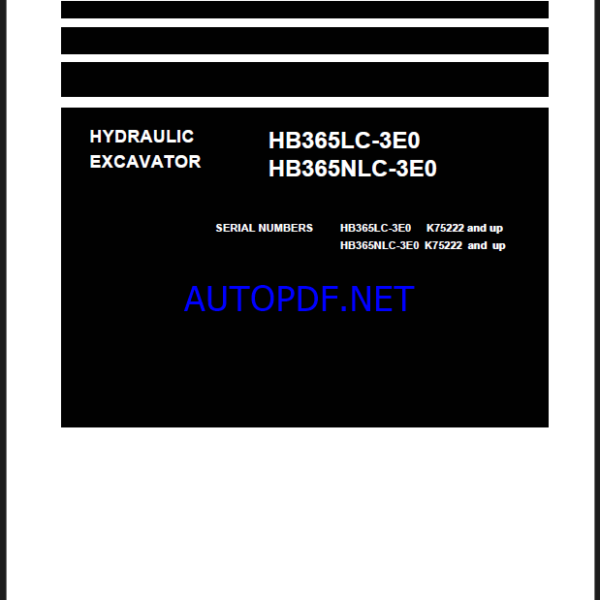 Komatsu HB365LC-3E0, HB365NLC-3E0 Crawler Excavator Shop Manual (UENBM00851) (SN K75222-UP)