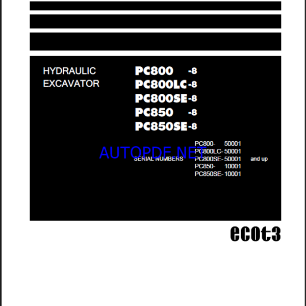 Komatsu PC800-8, PC800LC-8, PC800SE-8 Crawler Excavator Shop Manual (SEN00373-24)