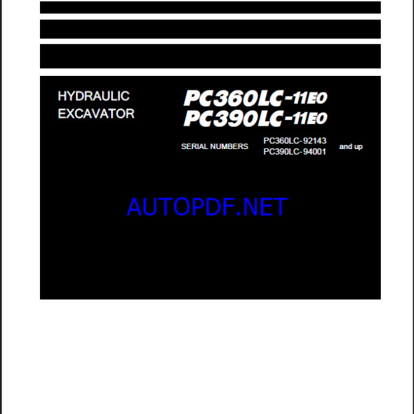 Komatsu PC360LC-11E0, PC390LC-11E0 Crawler Excavator Shop Manual (SEN07024-01)