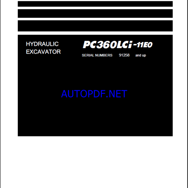 Komatsu PC360LCi-11E0 Crawler Excavator Shop Manual (SEN06815-12) (SN 91258-UP)