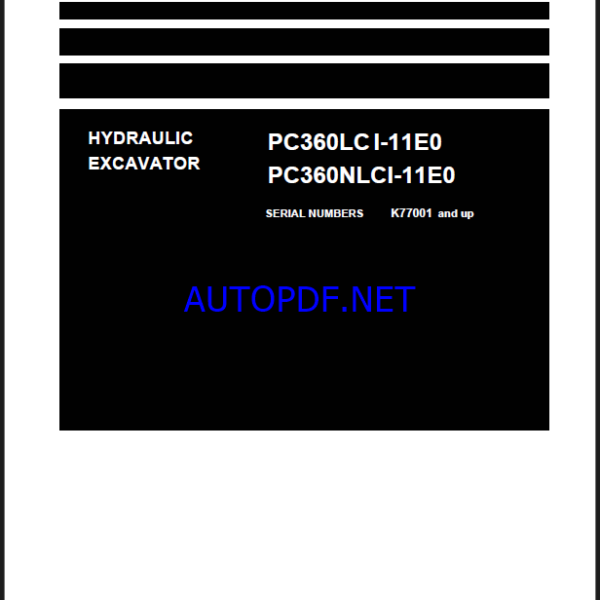 Komatsu PC360LCI-11E0 Crawler Excavator Shop Manual (UENBM00910) (SN K77001-UP)
