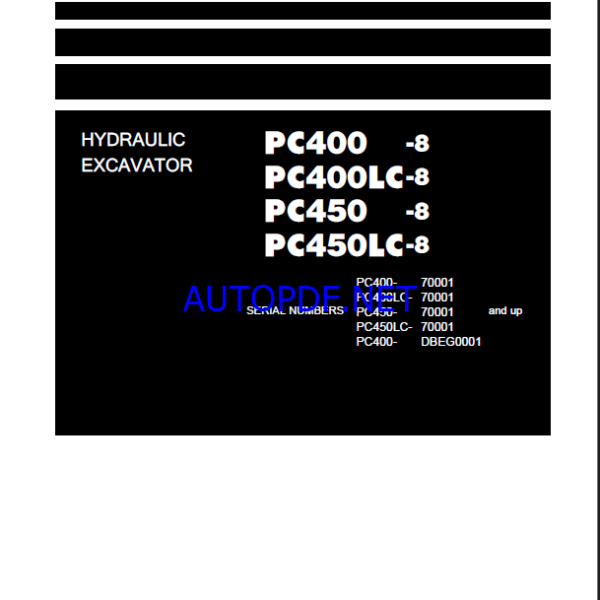 Komatsu PC400-8 Crawler Excavator Shop Manual (YEBM202800-00) (SN DBEG0001-UP)