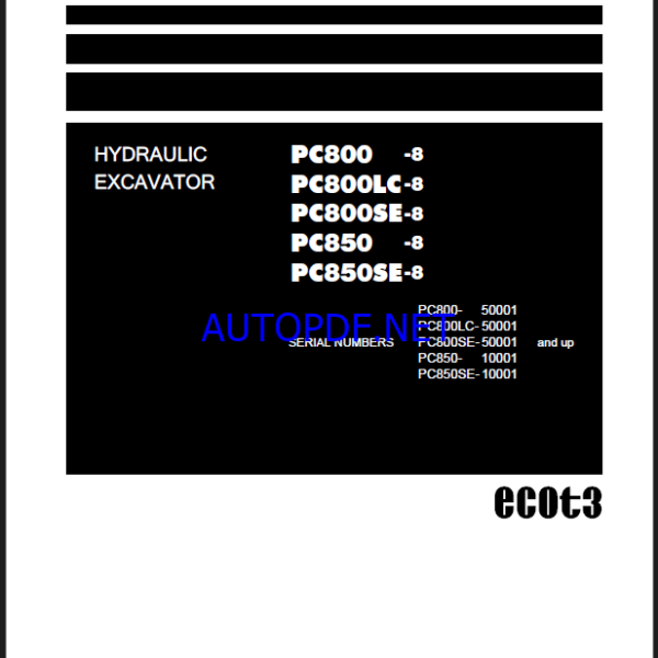 Komatsu PC850-8, PC850SE-8 Crawler Excavator Shop Manual (SEN00373-24)
