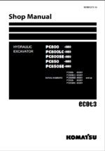 Komatsu PC850-8E0, PC850SE-8E0 Crawler Excavator Shop Manual (SEN05276-14) (SN 65001-UP)Komatsu PC850-8E0, PC850SE-8E0 Crawler Excavator Shop Manual (SEN05276-14) (SN 65001-UP)