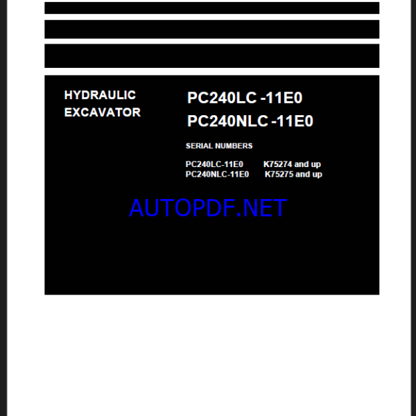 Komatsu PC240LC-11E0, PC240NLC-11E0 Crawler Excavator Shop Manual (UENBM00860)