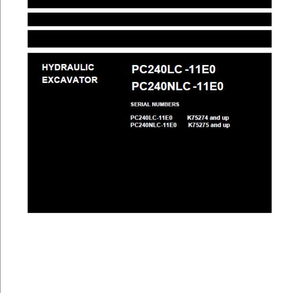 Komatsu PC240LC-11E0, PC240NLC-11E0 Crawler Excavator Shop Manual (UENBM00861)