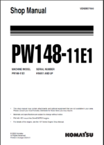 Komatsu PW148-11E1 Wheeled Excavator Shop Manual (VENBM77000) (SN H16051-UP)