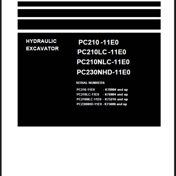 Komatsu PC230NHD-11E0 Crawler Excavator Shop Manual (UENBM00790)