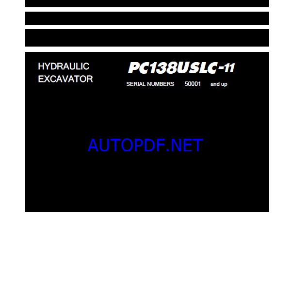 Komatsu PC138USLC-11 Crawler Excavator Shop Manual (SEN06589-21) (SN 50001-UP)