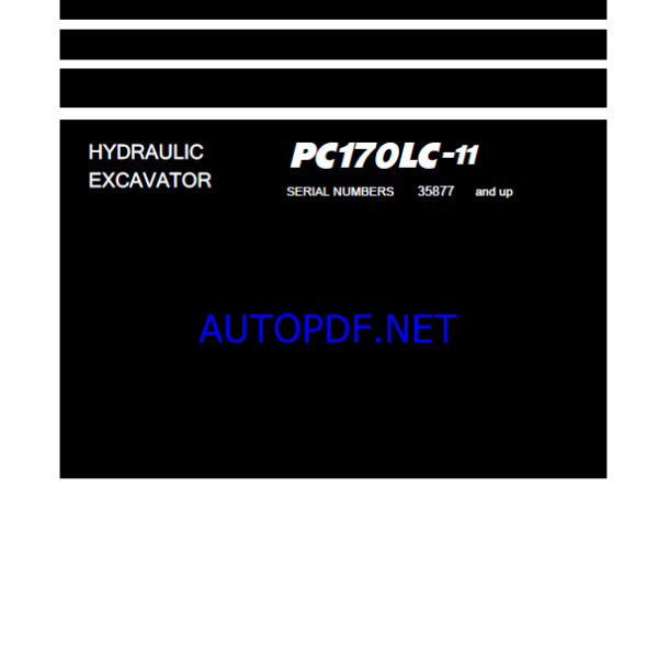 Komatsu PC170LC-11 Crawler Excavator Shop Manual (SEN06806-08) (SN 35877-UP)
