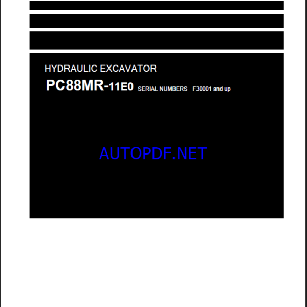 Komatsu PC88MR-11E0 Crawler Excavator Shop Manual (WENBM00550) (SN F30001-UP)