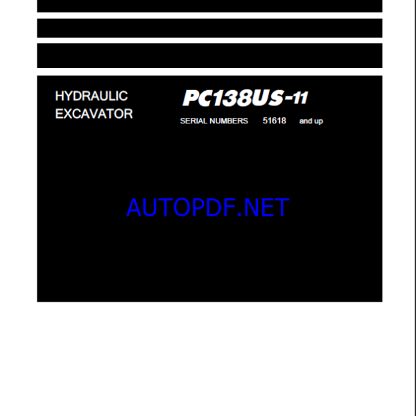 Komatsu PC138US-11 Crawler Excavator Shop Manual (SEN06662-12) (SN 51618-UP)