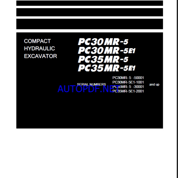 Komatsu PC35MR-5E1 Crawler Excavator Shop Manual (SEN07018-01)
