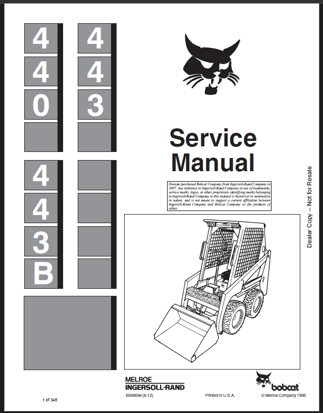 Bobcat 443 Loader Service Manual (6566694) (SN 502911001-502999999)