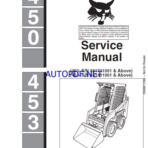 Bobcat 453 Loader Service Manual (6724259) (SN 561811001-561899999)