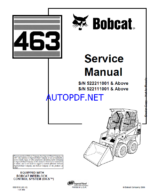 Bobcat 463 Loader Service Manual (6901812) (SN 522111001-522199999)