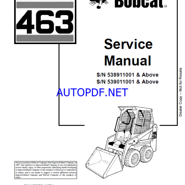 Bobcat 463 Loader Service Manual (6903711) (SN 539011001-539099999)