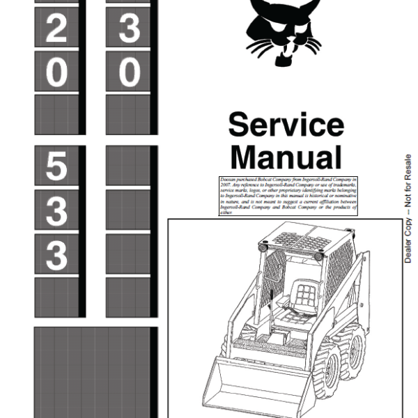 Bobcat 533 Loader Service Manual (6556407) (SN 990M11001-990M99999)