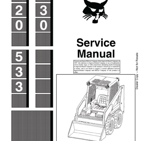 Bobcat 533 Loader Service Manual (6556407) (SN 990M12001-990M99999)
