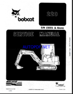 Bobcat 220 Excavator Service Manual (6722345) (SN 508215001-508299999)