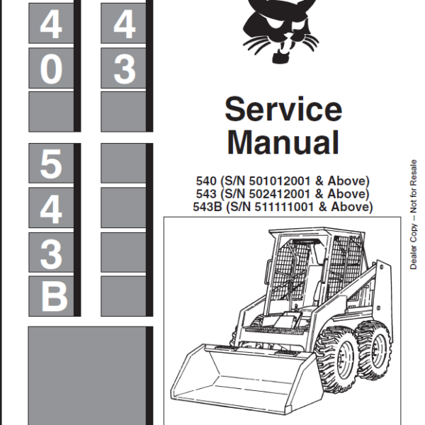 Bobcat 540 Loader Service Manual (6566532) (SN 501012001-501099999)