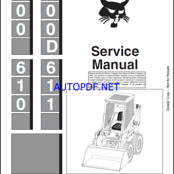 Bobcat 611 Loader Service Manual (6556277) (NO SN)