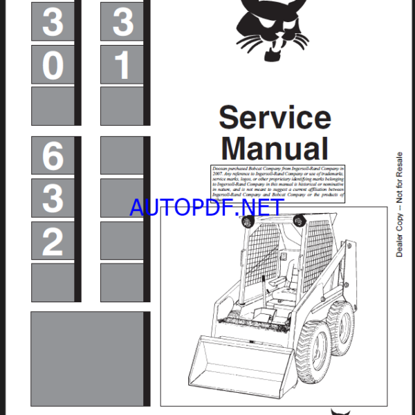 Bobcat 631 Loader Service Manual (6556454) (SN 499711000-499799999)
