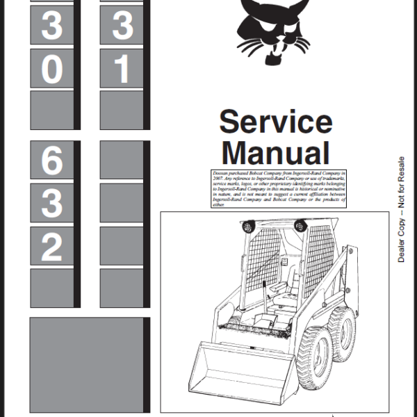 Bobcat 632 Loader Service Manual (6556454) (SN 499311001-499399999)