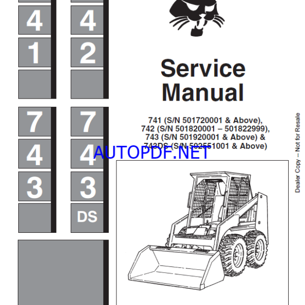 Bobcat 743 Loader Service Manual (6566109) (SN 509311001-509317999)