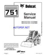 Bobcat 751 Loader Service Manual (6900443) (SN 515711001-515729999)
