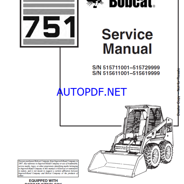 Bobcat 751 Loader Service Manual (6900443) (SN 515711001-515729999)
