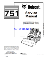 Bobcat 751 Loader Service Manual (6900975) (SN 515620001-515699999)