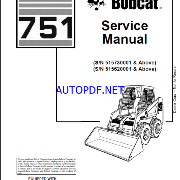 Bobcat 751 Loader Service Manual (6900975) (SN 515620001-515699999)