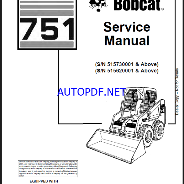 Bobcat 751 Loader Service Manual (6900975) (SN 515730001-515799999)