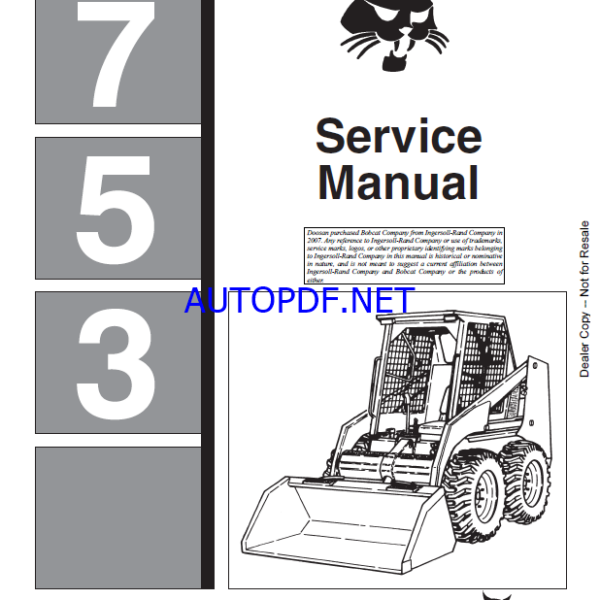 Bobcat 753 Loader Service Manual (6720326) (SN 512711001-512715999)