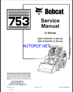 Bobcat 753 Loader Service Manual (6900976) (SN 515830001-515899999)